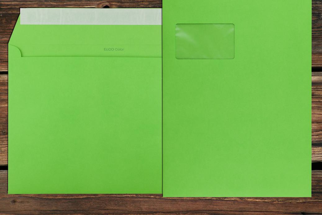 Briefhüllen mit Fenster C4 229x324 mm Haftklebend Intensivgrün 120 g/qm